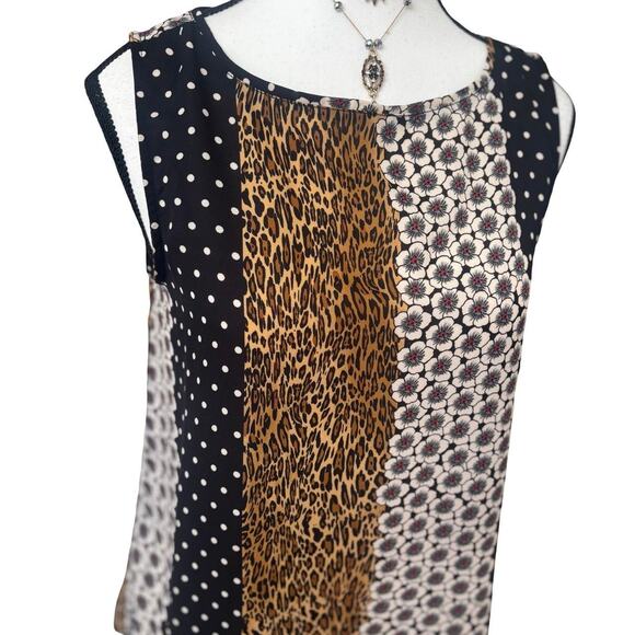 Y2K VTG. RETRO LEOPARD GRAPHIC PREMISE BLOUSE TOP S/M - Picture 4 of 7